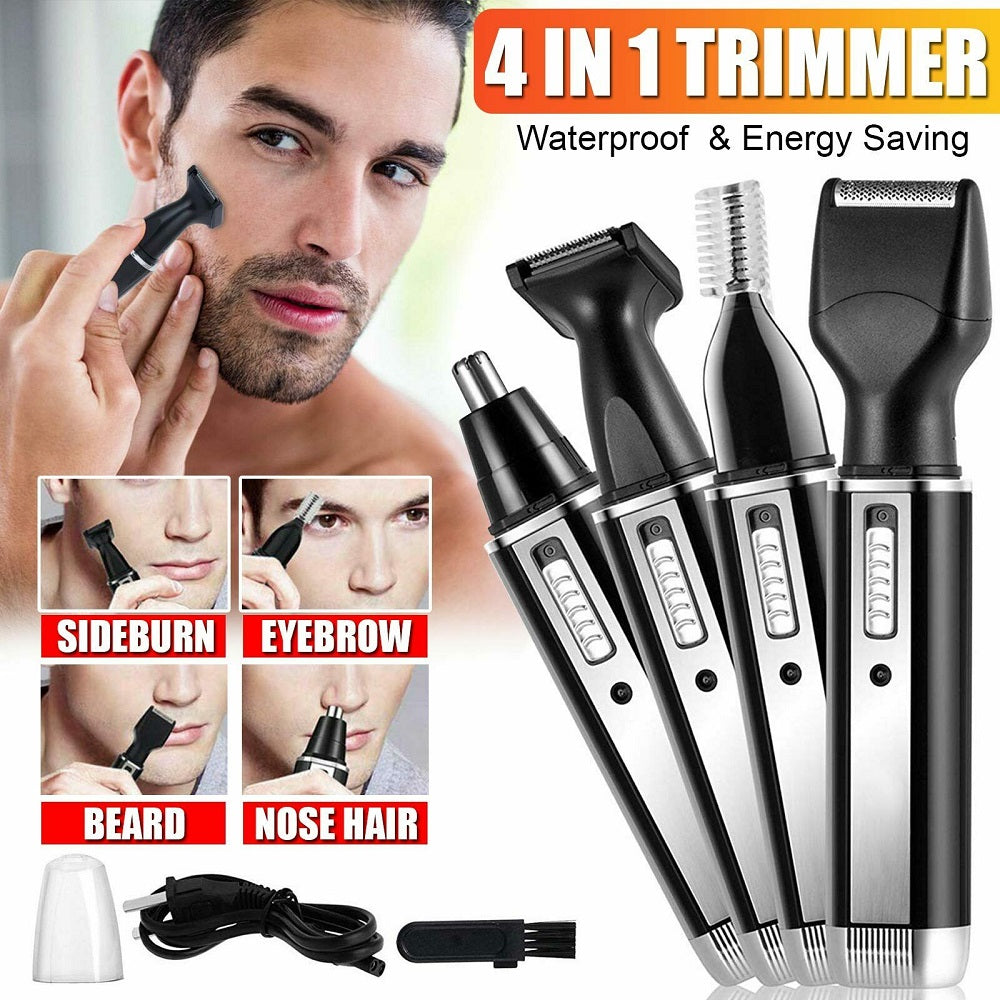 4 IN 1 Nose Hair Trimmer USB Rechargeable Electric Painless Hair